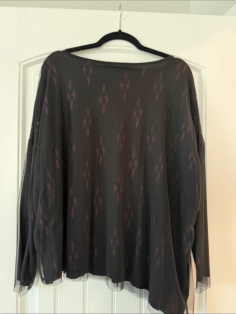 Kozan Black Mesh Long-Sleeve Top with Purple Accent - Picture 3 of 5